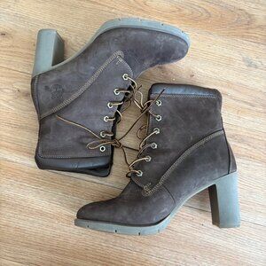 Timberland Glancy Leather Lace Up 6” Ankle Boots Brown Women’s Size 8.5